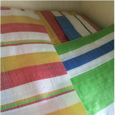 Three Color Woven Striped Fabric Waterproof PP / PE Tarpaulin