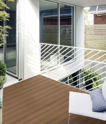 Cold Light Silver Composite Wood Decking Featuring Weather Resistance and Temperature Fluctuations Ideal for Commercial Applications