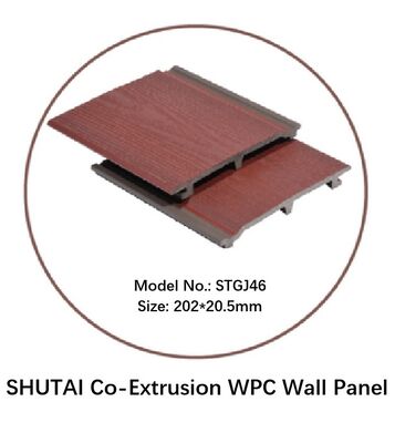 Panel de pared compuesto de polímero de madera de bajo mantenimiento con acabado de superficie ranurado y revestimiento de pared ecológico